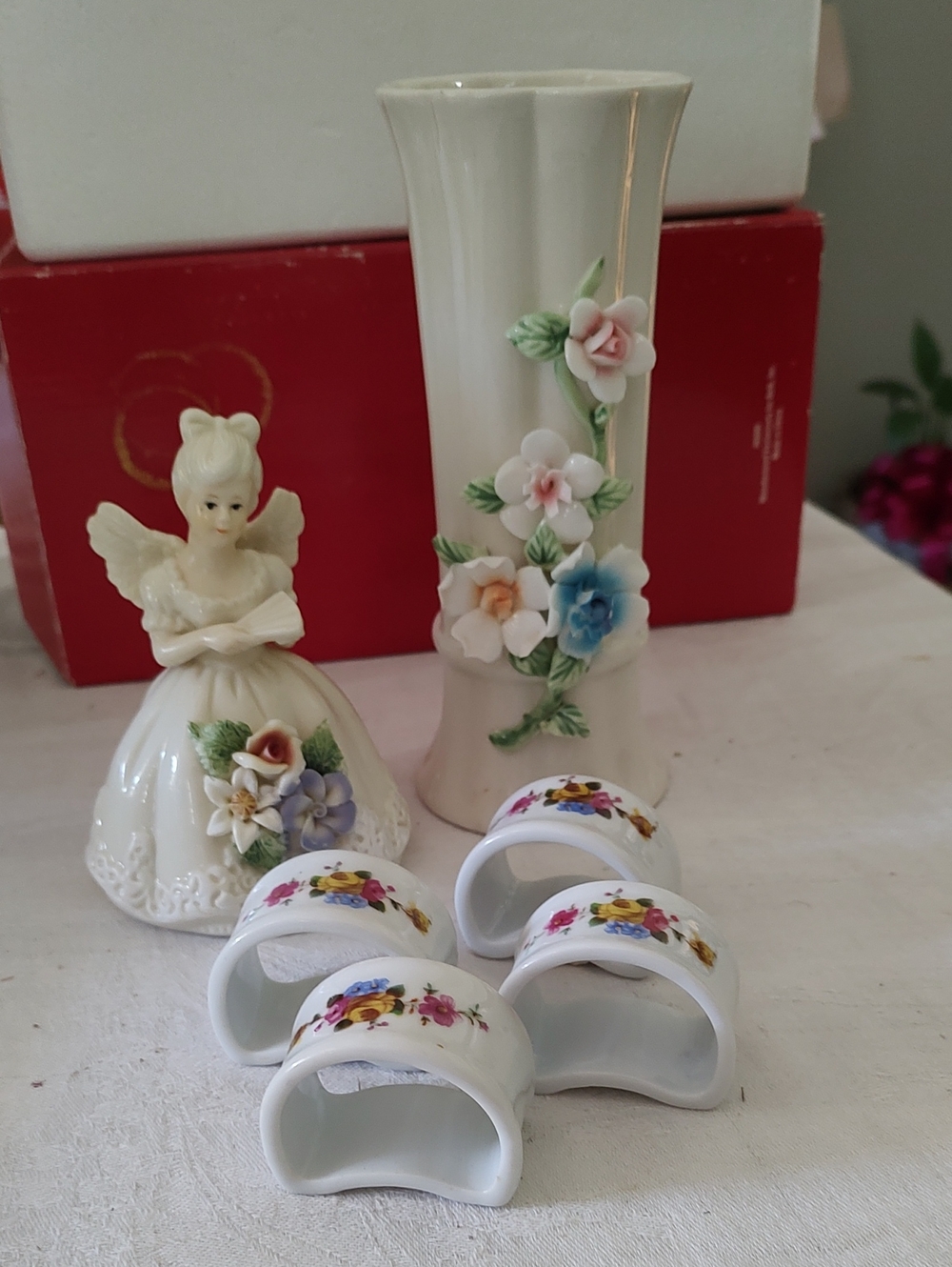 Three Piece Set Of Porcelain Decor